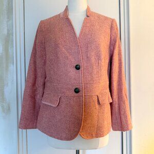 Vintage Talbots Wool Herringbone Blazer | Velvet Collar | 12P Pink Peach Coral